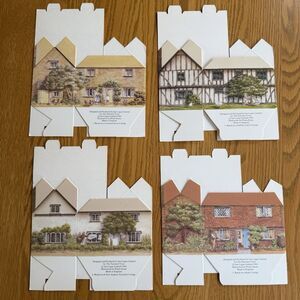 Set 4 Vintage 1984 Paper Cardboard English Cottages Home Ian Logan Petula Stone